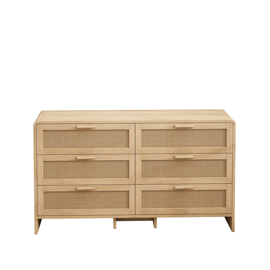 okwish Sideboard mit 6 Schubladen im Eckdesign für dein Wohnzimmer, Farbe: Beige, B/T/H: 130 x 40 x 74 cm - Bild 2
