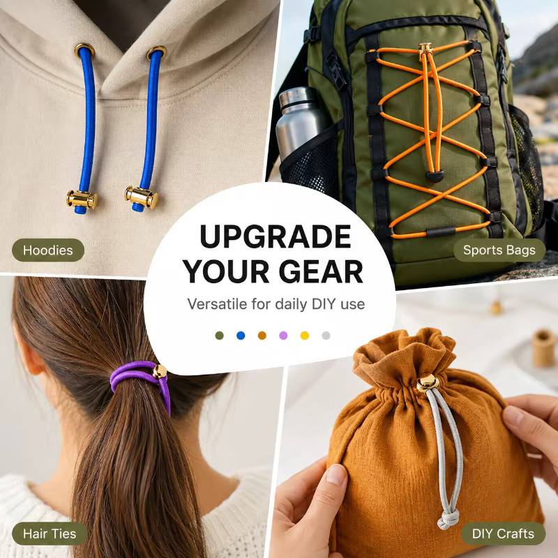 Meetee Hochelastisches Stretchband 4mm in Apricot und Multicolour für Haarband, Rucksack und DIY-Zubehör - Bild 5