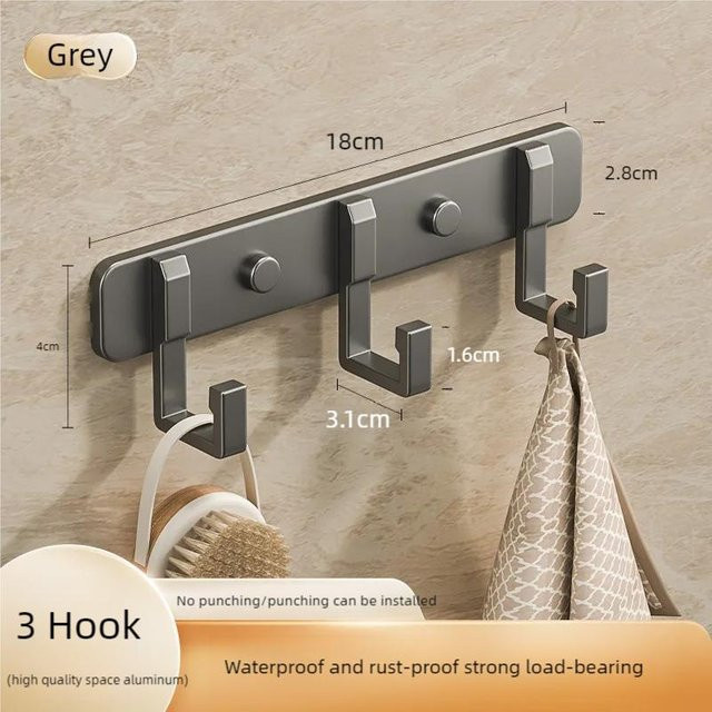 Handtuchhaken aus Aluminiumlegierung in Grau und Schwarz für Badezimmer und Wohnzimmer - Bild 1