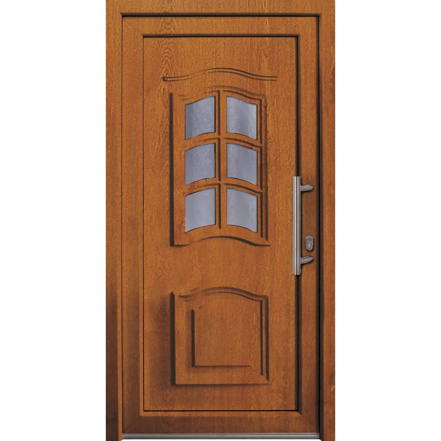 Kunststoff-Haustür PANTO mit Glaseinsatz in Golden Oak, Anschlag Rechts, B: 110 cm, H: 210 cm - Bild 2