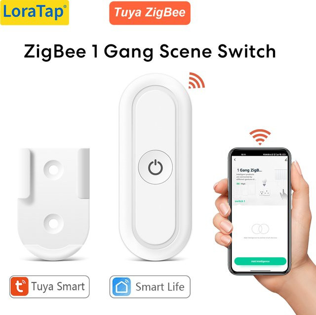 LoraTap ZigBee Szenenschalter 1-Taste in Weiß für Tuya Smart Life und Home Assistant zur intelligenten Szenenverknüpfungssteuerung - Bild 1