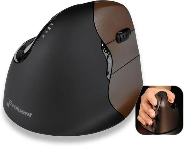 Evoluent VerticalMouse 4 Small kabellose vertikale Maus mit Laser-Sensor und Bluetooth in Schwarz für Rechtshänder - Bild 1