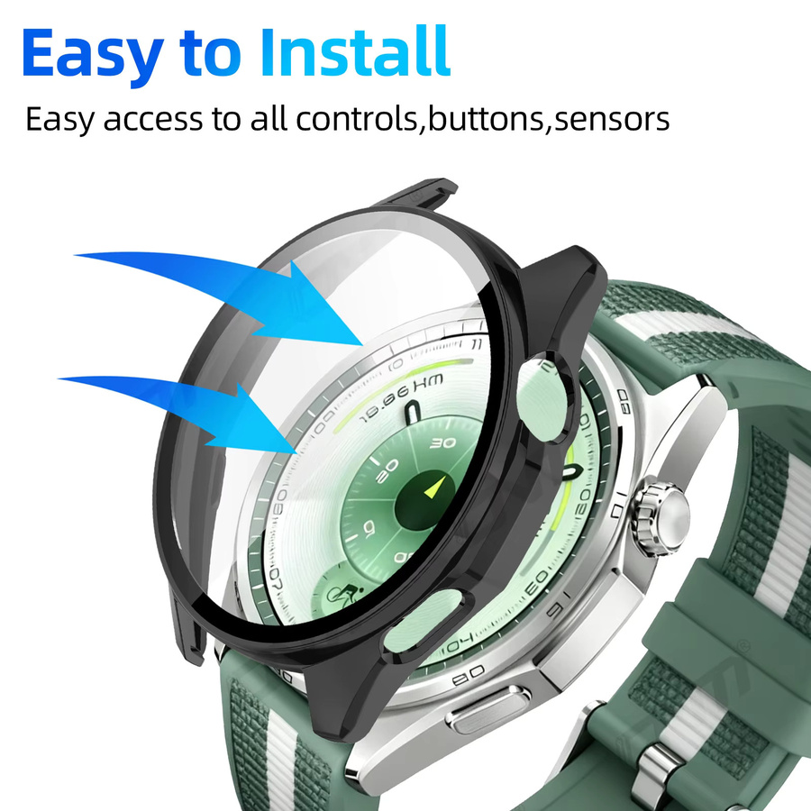 ONM Schutzset für Huawei Watch GT 6 in Grün mit kratzfestem Glas-Displayschutz und harter PC-Schutzhülle - Bild 3