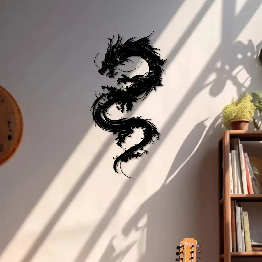 CIFBUY Orientalische Drachen Metall-Wandkunst als große Eisenskulptur in Schwarz für die Dekoration von Heim und Garten - Bild 2
