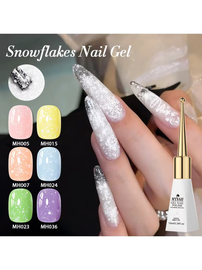 MTSSII Nagellack, Schneeweißer Glitzer-Gel, 10 ml, Schimmernd - Bild 4