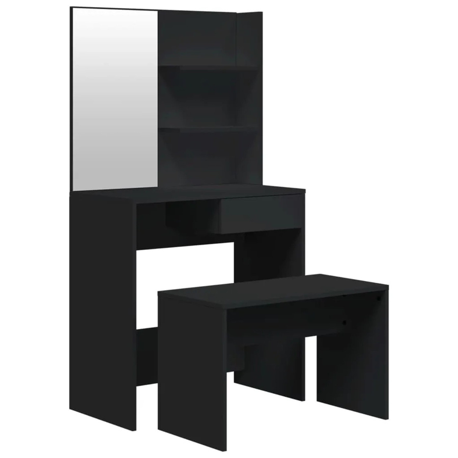 vidaXL Schminktisch-Set in Schwarz mit modernem Design, B/T/H: 74,5 x 40 x 141 cm - Bild 2