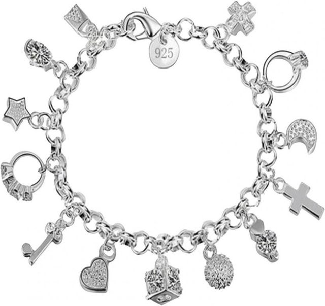Armband Damen, Legierung, Silber, Multi Anhänger - Bild 1
