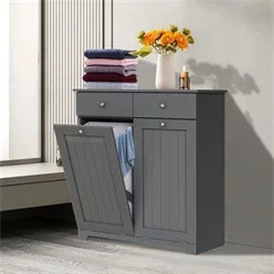 Wäscheschrank ML-Design Grau modern mit Schubladen für Badezimmer B/T/H: 75 x 37 x 90 cm - Bild 1