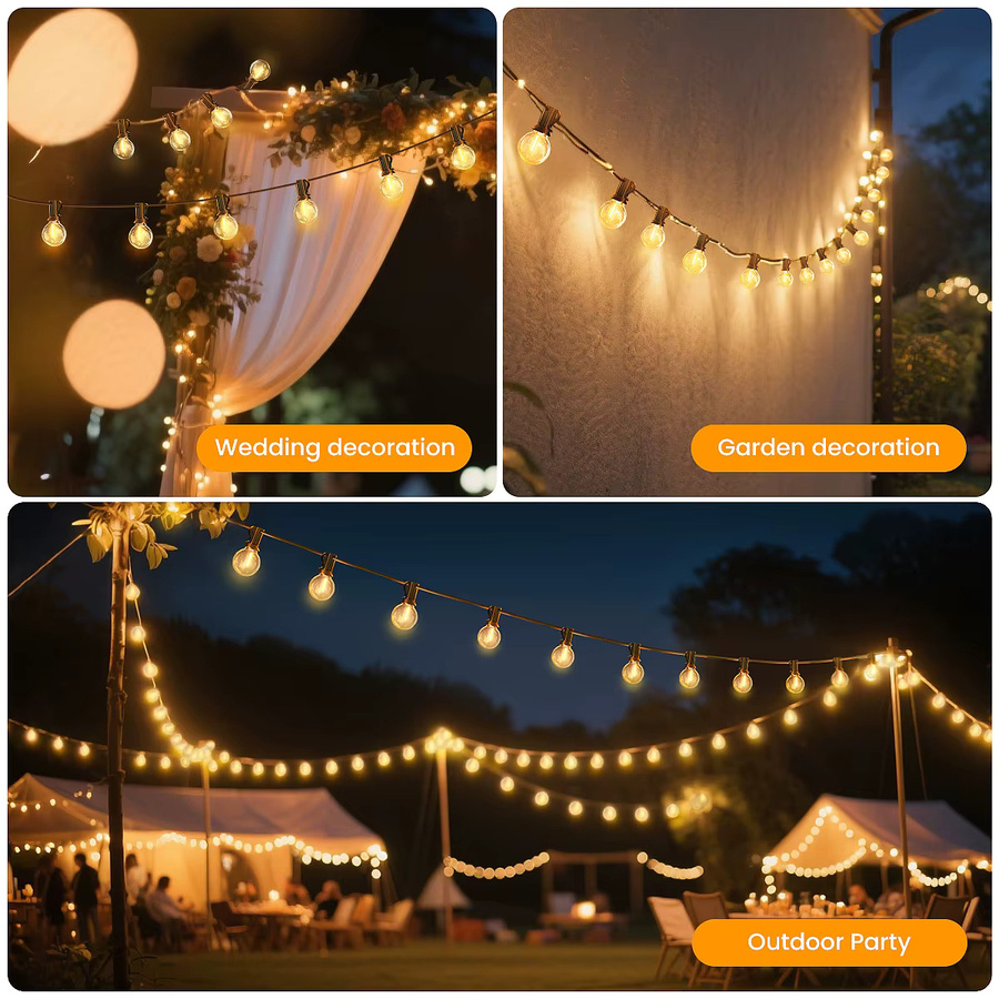 LED G40 Lichterkette für den Außenbereich in Warmweiß mit transparenten Kugellampen - Bild 3