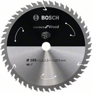 Bosch Hartmetall Kreissägeblatt Standard für Holz mit 48 Zähnen, Durchmesser: 165 mm, Bohrung: 15,875 mm - Bild 1