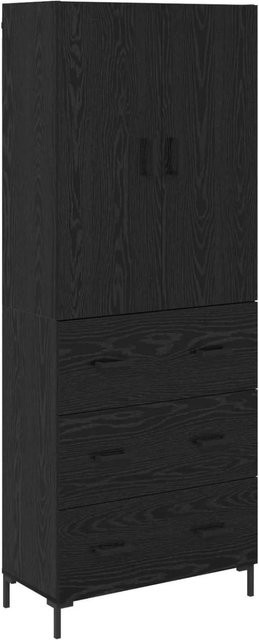 vidaXL Highboard in Schwarz und Eichen-Optik mit Schranktüren und Regalfächern, B/T/H: 69,5 x 34 x 180 cm - Bild 1