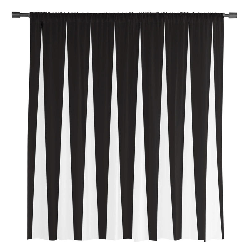 Super Six Transparentes Voile-Vorhang mit schwarz-weiß gestreiftem geometrischem Muster, Breite: 135 cm, Höhe: 114 cm - Bild 2