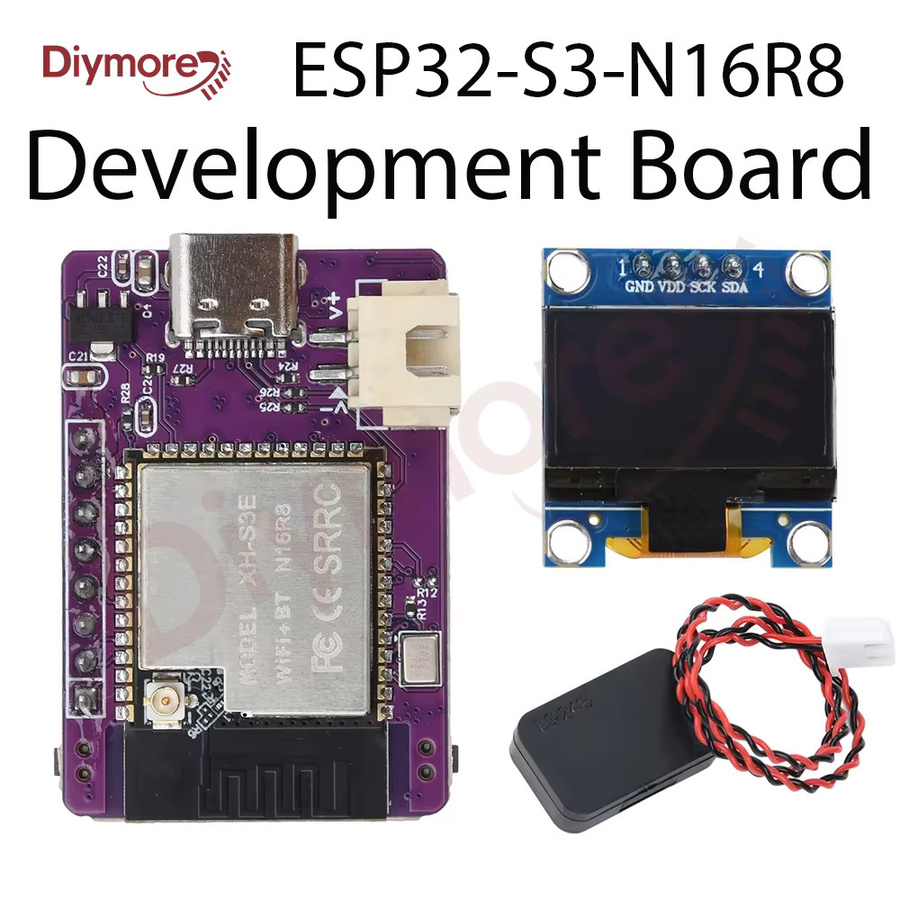 Diymore Mini ESP32-S3-N16R8 Entwicklungsboard für Xiaozhi Ai Voice Dialogue Robot Modul mit 0,96 Zoll OLED-Bildschirm und USB-C Schnittstelle in Lila - Bild 5