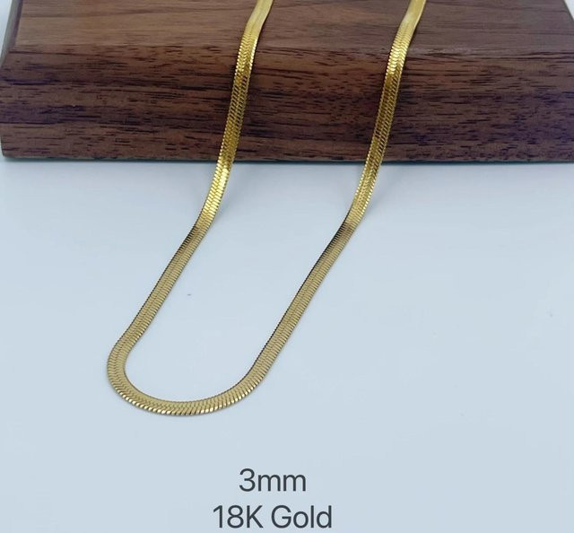 Mariasz Schlangenketten-Halskette Choker, Edelstahl, Gold, Fischgrätenmuster, 45cm, Unisex - Bild 1