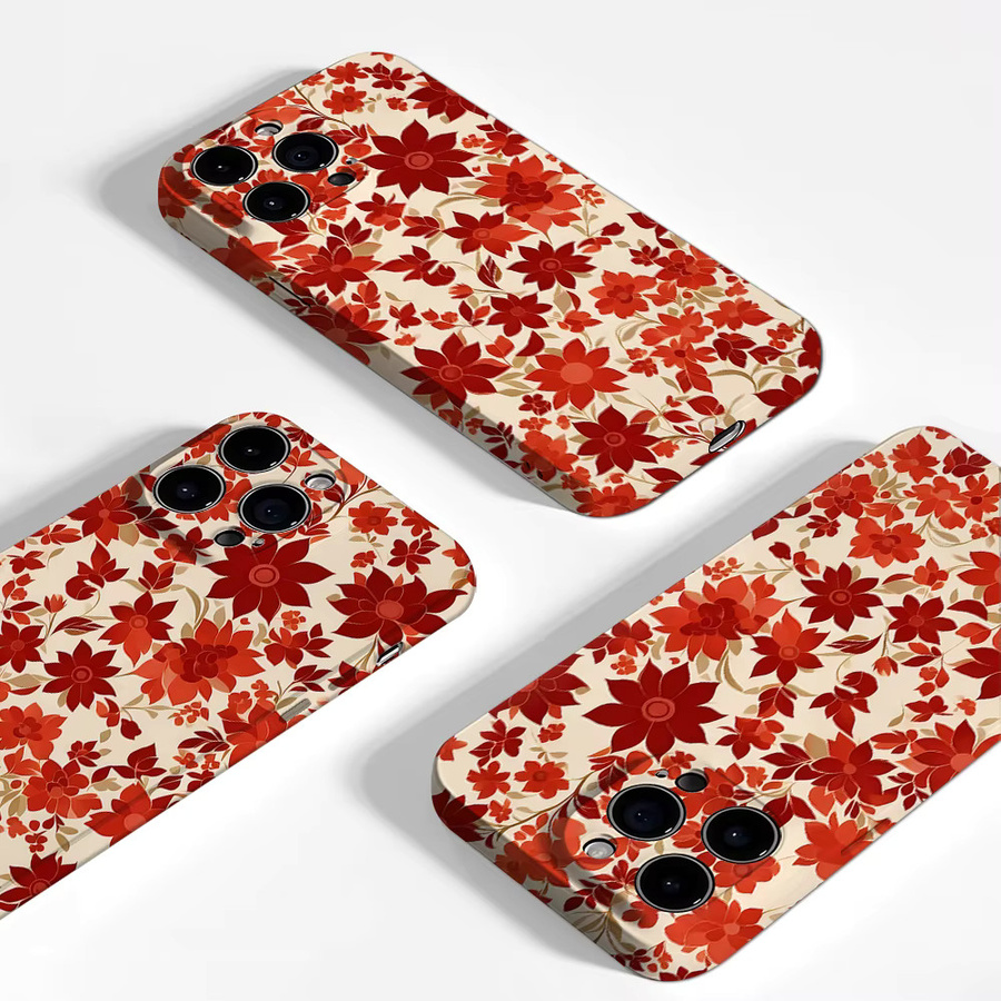 Potdemiel Aurea Case Matte Bumper MagSafe kompatible iPhone Hülle mit rotem Blumen Vintage Design - Bild 3