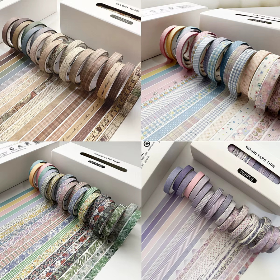 20 Rollen Washi Tape Set im Vintage Design mit Waldpflanzen und Obst Motiven in Multicolour für DIY Bastelarbeiten - Bild 3