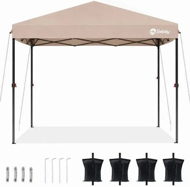 Sekey Faltpavillon Pop Up aus Oxford-Gewebe in Taupe/Beige, B/T: 300 x 300 cm, wasserdicht und UV-beständig - Bild 1