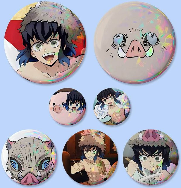 I-Inosuke Hashibira Abzeichen, Runde Cosplay-Pins, Brosche - Bild 1