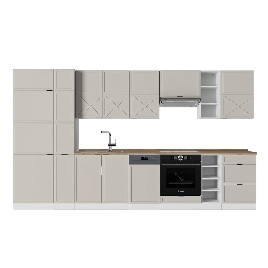Vicco Fame-Line Küchenzeile in Grau, Beige und Weiß mit Eiche-Optik, Breite: 355 cm - Bild 2