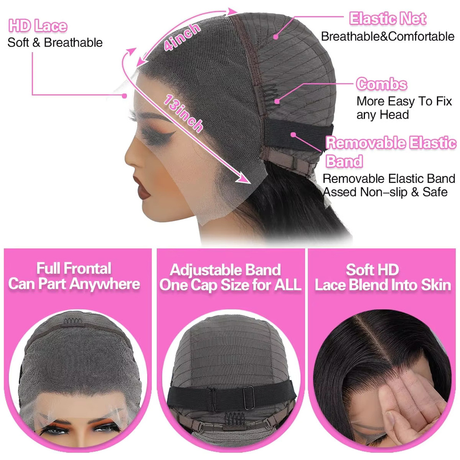 UVEOUS Lace Front Perücke, Echthaar, Unisex - Bild 5