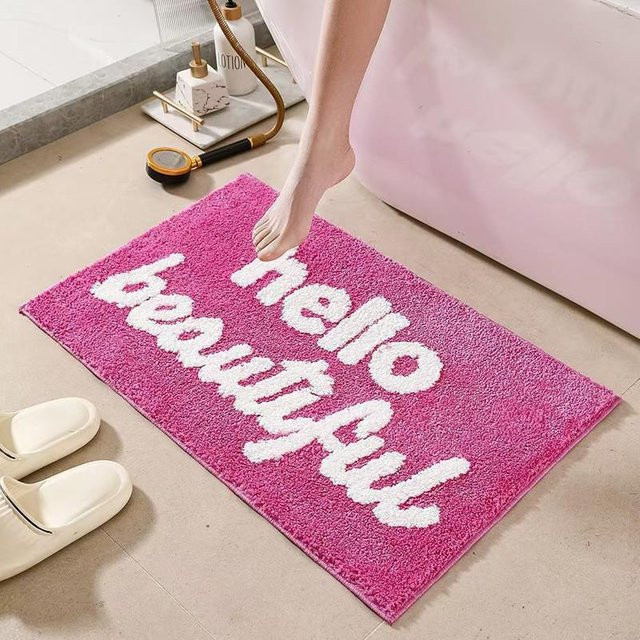 HomeHarmony Badezimmerbodenmatte in Kaschmir-Optik, wasserabsorbierend und schmutzabweisend, Farbe: Pink - Bild 1