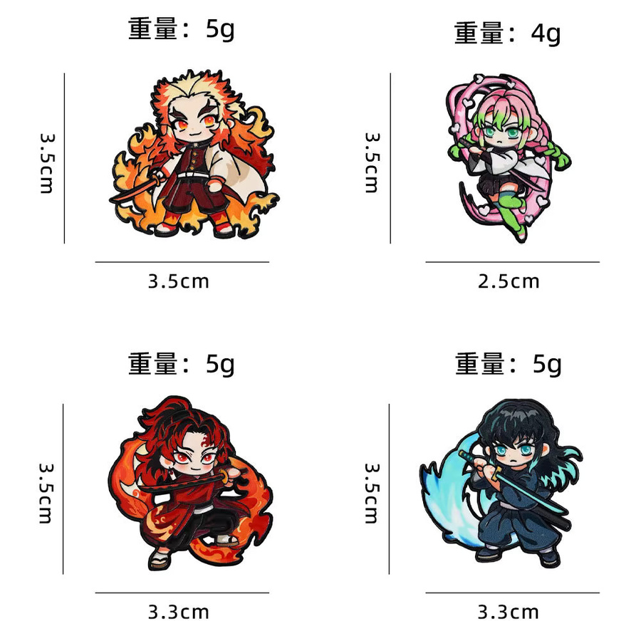 Bandai 4er-Set Demon Slayer Rengoku Kyojuro Emaille-Pins, Bunt - Bild 4