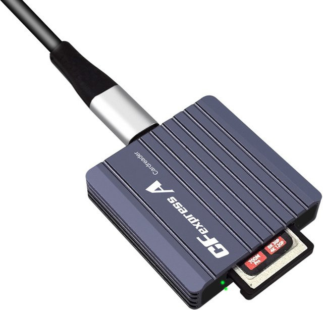 OULLX CFexpress Typ A Kartenleser mit USB 3.2 Gen2 10 Gbit/s und USB-A sowie USB-C Anschluss in Grau - Bild 1