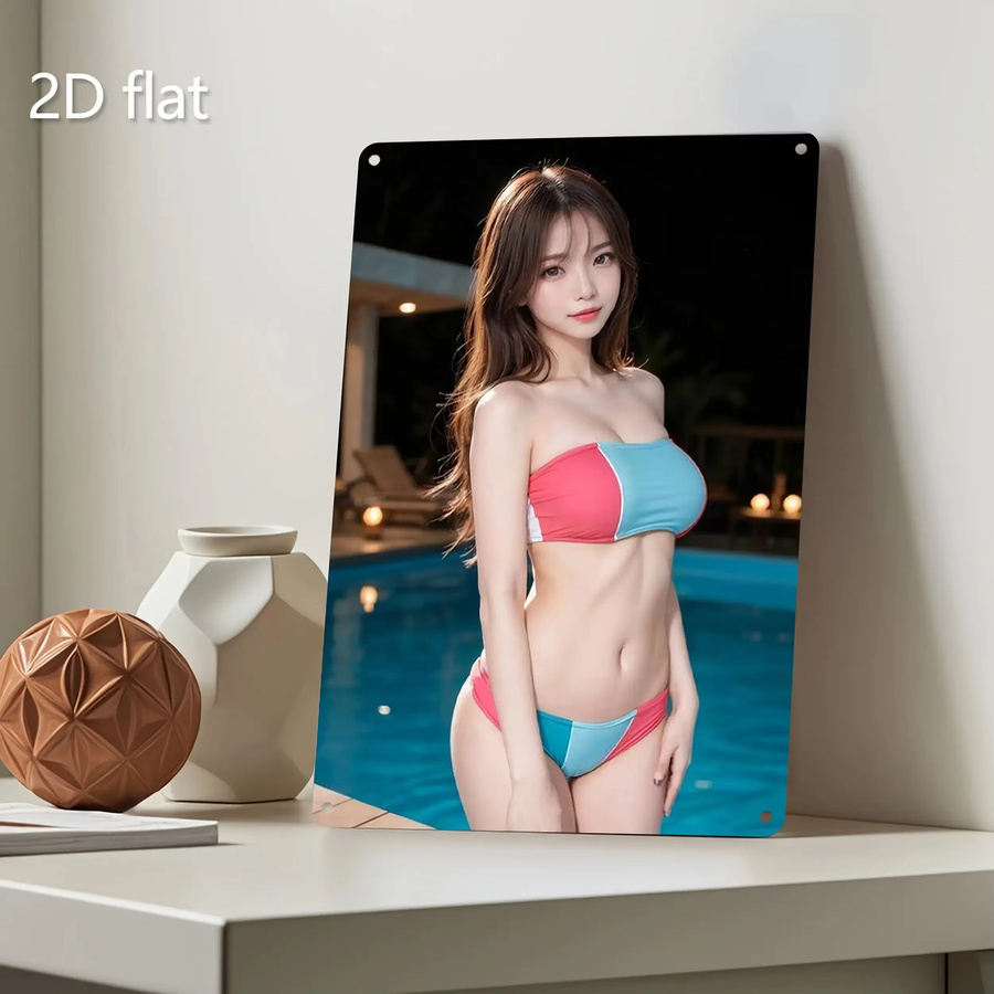 CIFBUY Vintage Bikini Girl Metall-Wandkunst Retro Portrait in Mehrfarbig - Bild 5