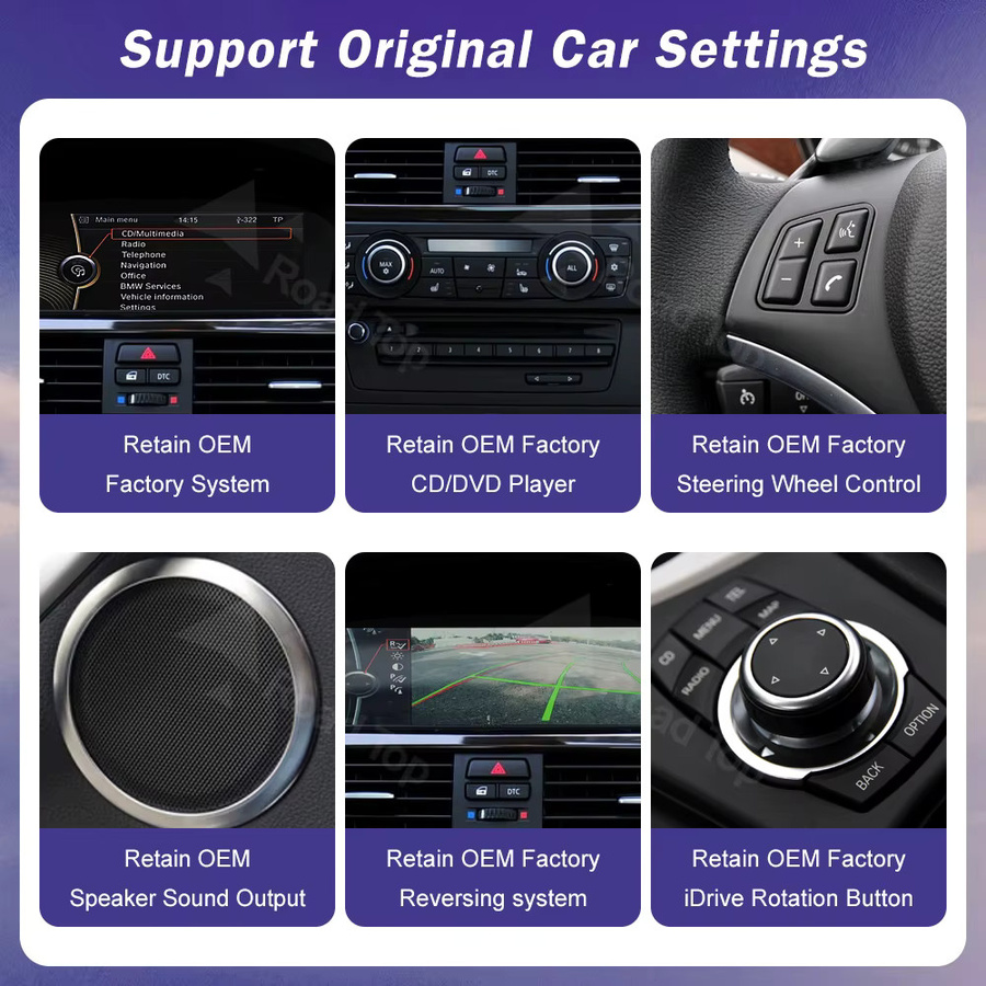 Road Top Wireless Carplay Multimedia Monitor mit 12,3-Zoll-Ultradünnbildschirm für BMW 5er E60 E61 und 3er E90 E91 E92 E93 CCC/CIC, Schwarz - Bild 4