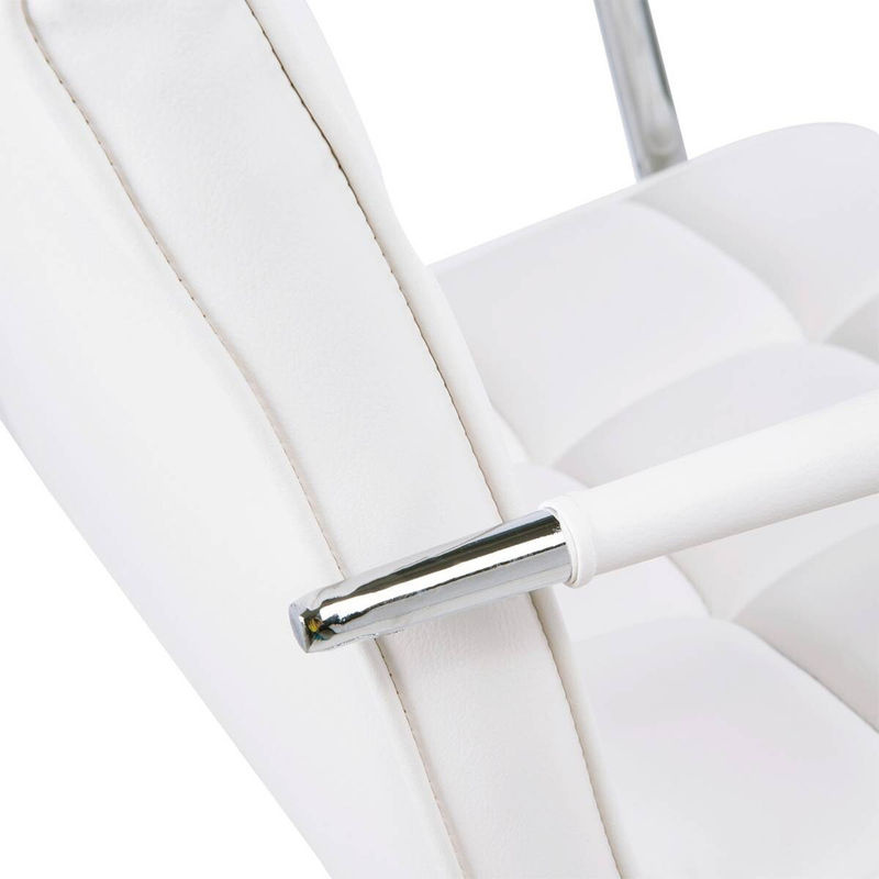 HOMCOM Bürostuhl aus weißem PU-Leder, ergonomischer Drehstuhl mit Armlehnen und Rollen, B/T/H: 52,5 x 54 x 84-99 cm - Bild 3