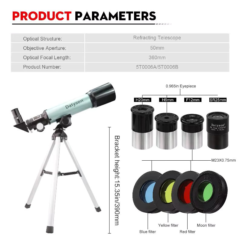 Datyson Astronomisches Teleskop, Refraktor, Weltraum, Bunt / Mehrfarbig - Bild 2