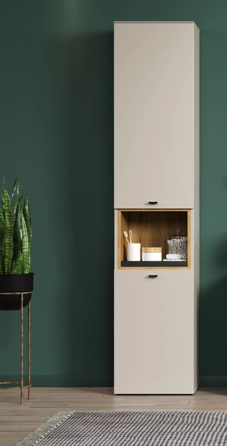 Badezimmer Hochschrank Jardins in Kaschmir und Eiche, B/T/H: 40 x 31 x 186 cm - Bild 2