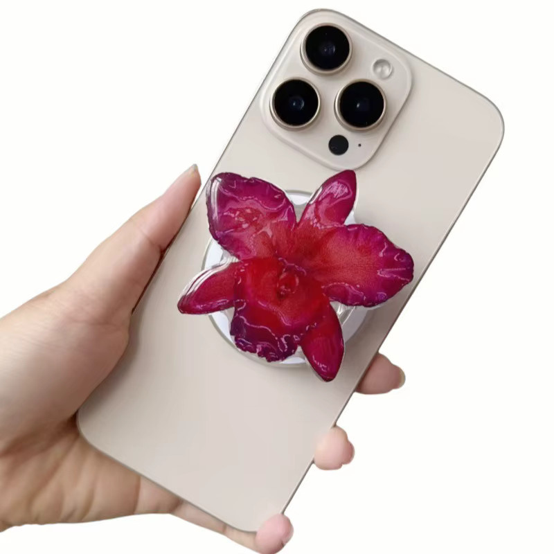 MRGLZY Magnetische Handyhalterung mit Schmetterlings-Orchideen-Design in Lila - Bild 2
