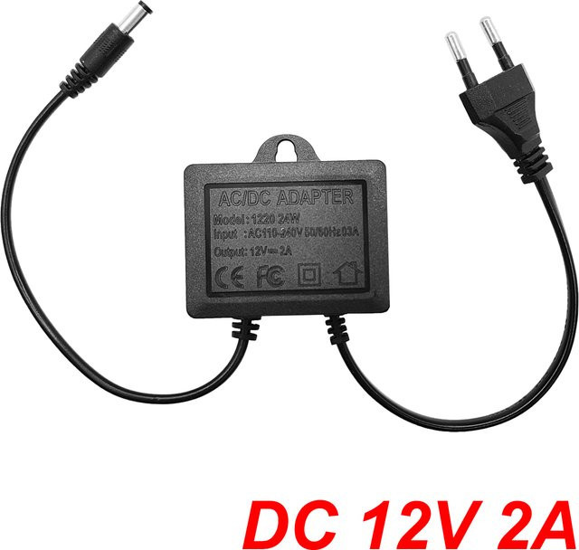 JIENUO Wasserdichtes Netzteil DC 12V 2A mit EU-Stecker für CCTV Sicherheitskameras, NVR, DVR und Router, Schwarz - Bild 1