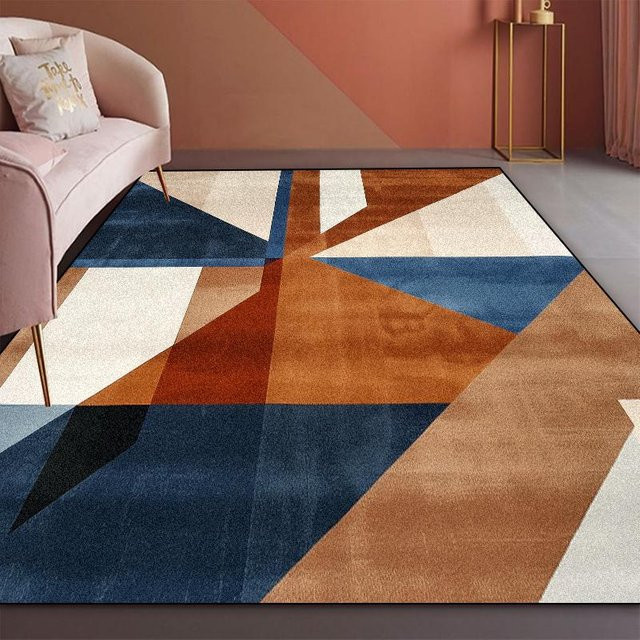 Moderner geometrischer Teppich von Wucifang Jewelry in Mehrfarbig, weich und waschbar, B/T: 160 x 100 cm - Bild 1