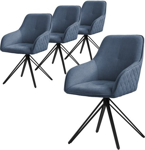 ML-Design Esszimmerstuhl 4er Set Blau aus Textil Webstoff mit Armlehnen und 360 Grad Drehsitz - Bild 1