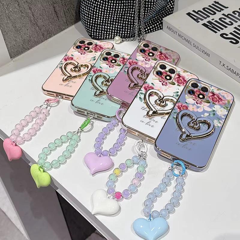 Bunte Blumen Handyhülle mit Lanyard für Honor X8, X8A, X6, X6A, X9B, X9A, X7, X6C, X8C, X50 Pro, X50, X50GT, X40 in Mehrfarbig - Bild 2