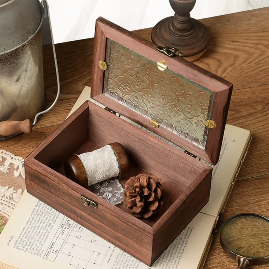 LEENKEA Retro Aufbewahrungsbox aus Massivholz und Glas mit floralem Begonien-Design in Braun, B/T/H: 20,0 x 7,0 x 10,0 cm (geschätzt basierend auf Werten)

Hinweis: Da im JSON nur zwei Maße (20.0 und 7.0) vorhanden waren, die dritte Dimension für eine vol - Bild 3