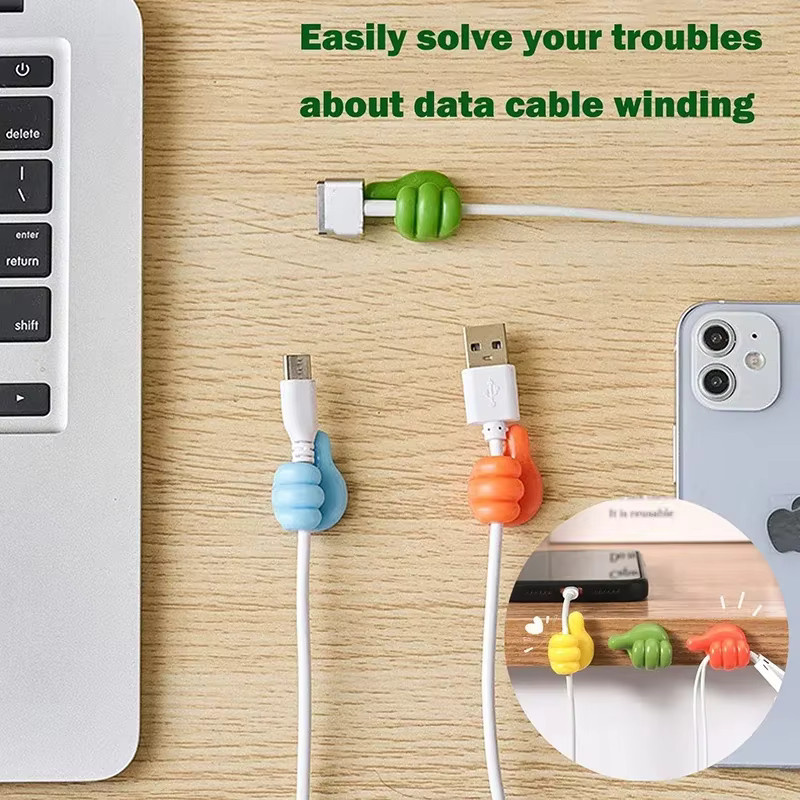50 Stück Multifunktionale Kabel Clip Organizer aus Silikon und Kunststoff, Selbstklebende Kabelhalter Wandhaken in Mehrfarbig - Bild 3