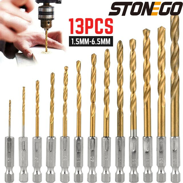 STONEGO 13-teiliges Spiralbohrer-Set aus Edelstahl mit sechseckigem Griff für hohe Härte - Bild 1
