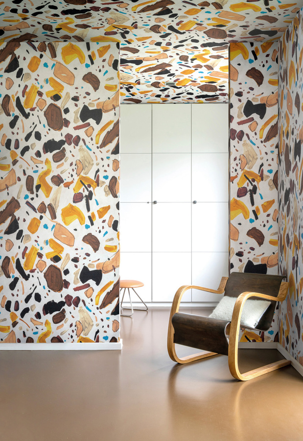 Omexco Tapete Terrific Terazzo JOY61 in Gelb/Braun Multicolour mit modernem Abstract-Design aus Non-Woven - Bild 1