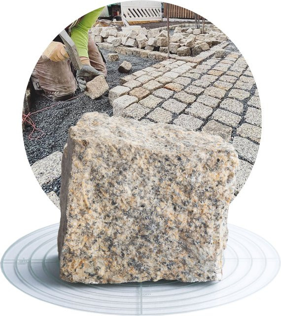 SCHICKER MINERAL Granit Pflastersteine in Gelb-Grau, B/T/H: 9 x 9 x 9 cm, 1000 kg BigBag - Bild 1