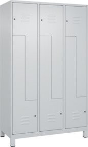C+P Z-Spind Classic PLUS mit 6 Fächern, Grau, mit Zylinderschloss und Füßen, H x B x T: 195 x 120 x 50 cm - Bild 1