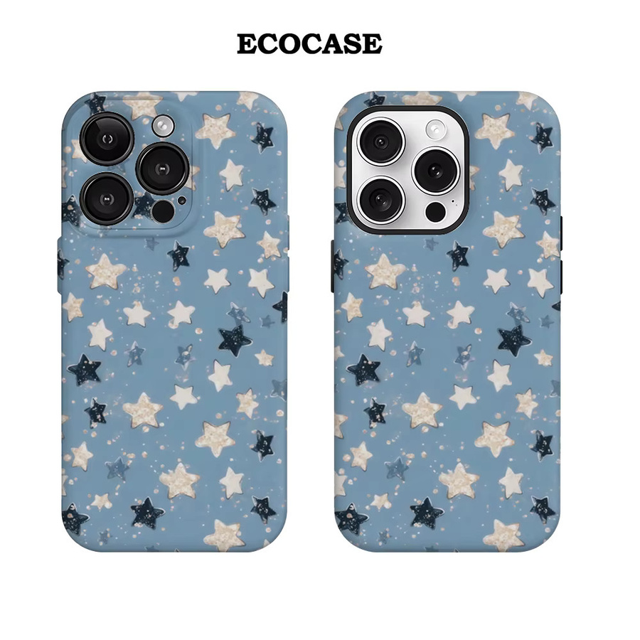 Potdemiel Handyhülle Blauer Sternenhimmel mit Gold-Effekt für iPhone 11 bis iPhone 17 Pro Max Plus Doppelschichtiges Design in Blau und Gold - Bild 2