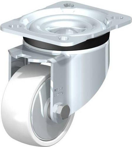 Blickle Lenkrolle LK-PO 75R-FA aus verzinktem Stahl und Kunststoff in Weiß mit einem Rad-Durchmesser von 75 mm und einer Tragfähigkeit von max. 200 kg - Bild 1