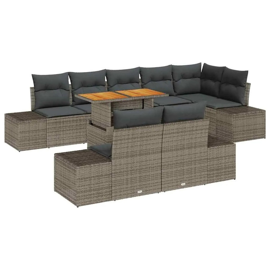 vidaXL Garten-Sofa-Set aus Poly Rattan in Grau mit 9-teiliger U-Form, Stauraumfunktion und Polstern - Bild 2