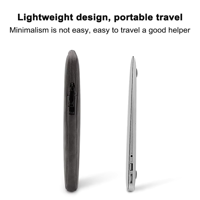 Wasserdichte Leder-Laptoptasche von KOJESHUN in Grau für MacBook Air Pro, Xiaomi, HP, Dell und Acer Notebooks (13, 14 und 15 Zoll) - Bild 6