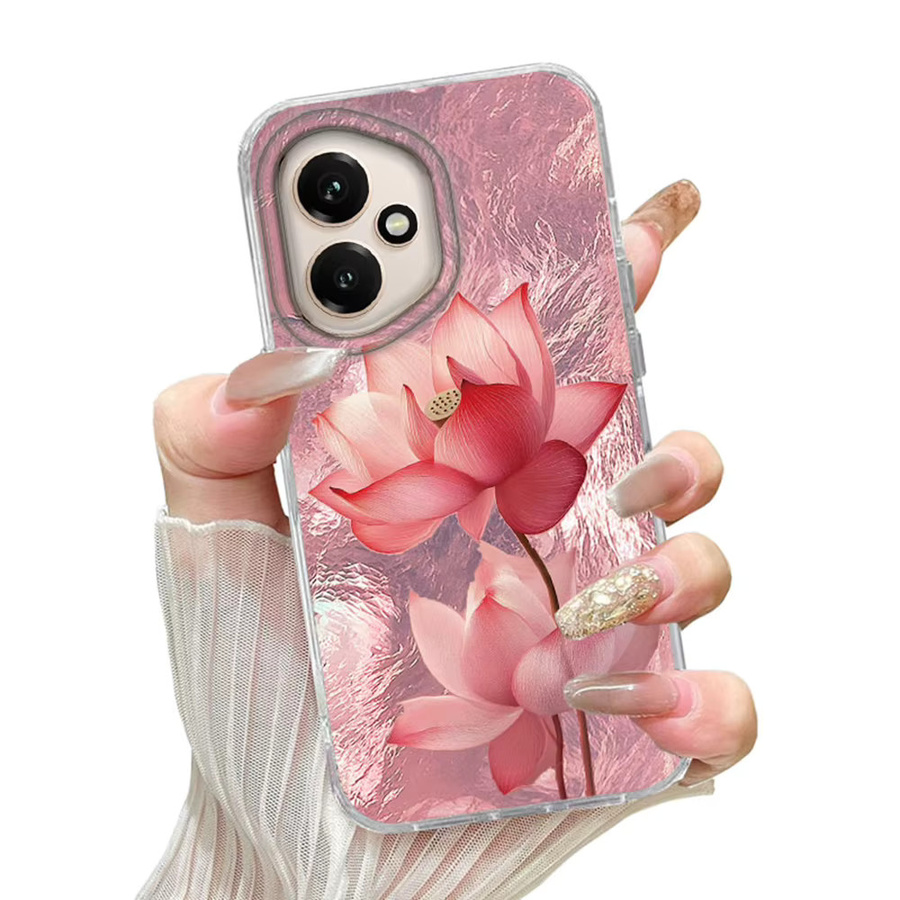 FunYudas Luxus Handyhülle mit Lotus-Blumen-Design für Honor 400 200 90 Smart Pro Magic 7 6 5 70 Lite X9a X9c X9b X8a X8b X8c X6c X7b X7c in Pink - Bild 2
