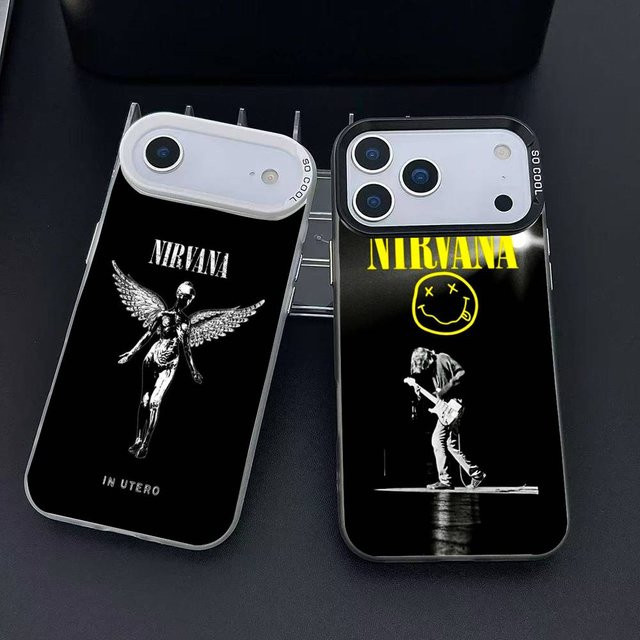 N-Nirvana Rock Band Handyhülle für Apple iPhone 12 13 14 15 16 17 Pro Max Plus mit Protect Plating in Schwarz - Bild 1