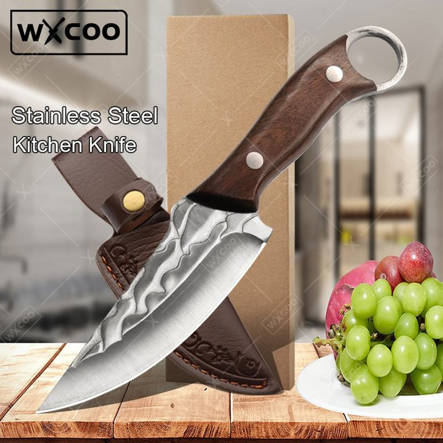 WXCOO Universal Kochmesser aus geschmiedetem Edelstahl in Silber mit Holzgriff - Bild 1